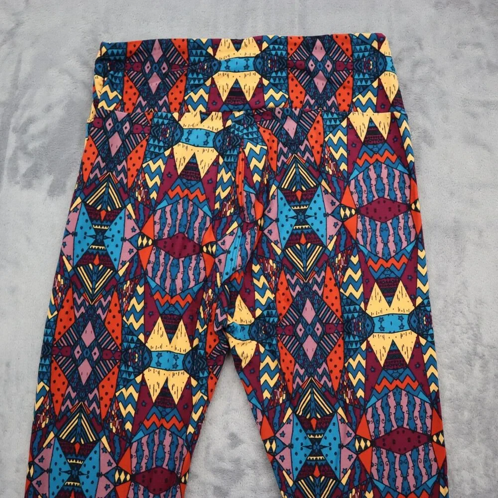 Lularoe Pants Womens One Size Multicolor Aztec Print Casual Pull On Leggings